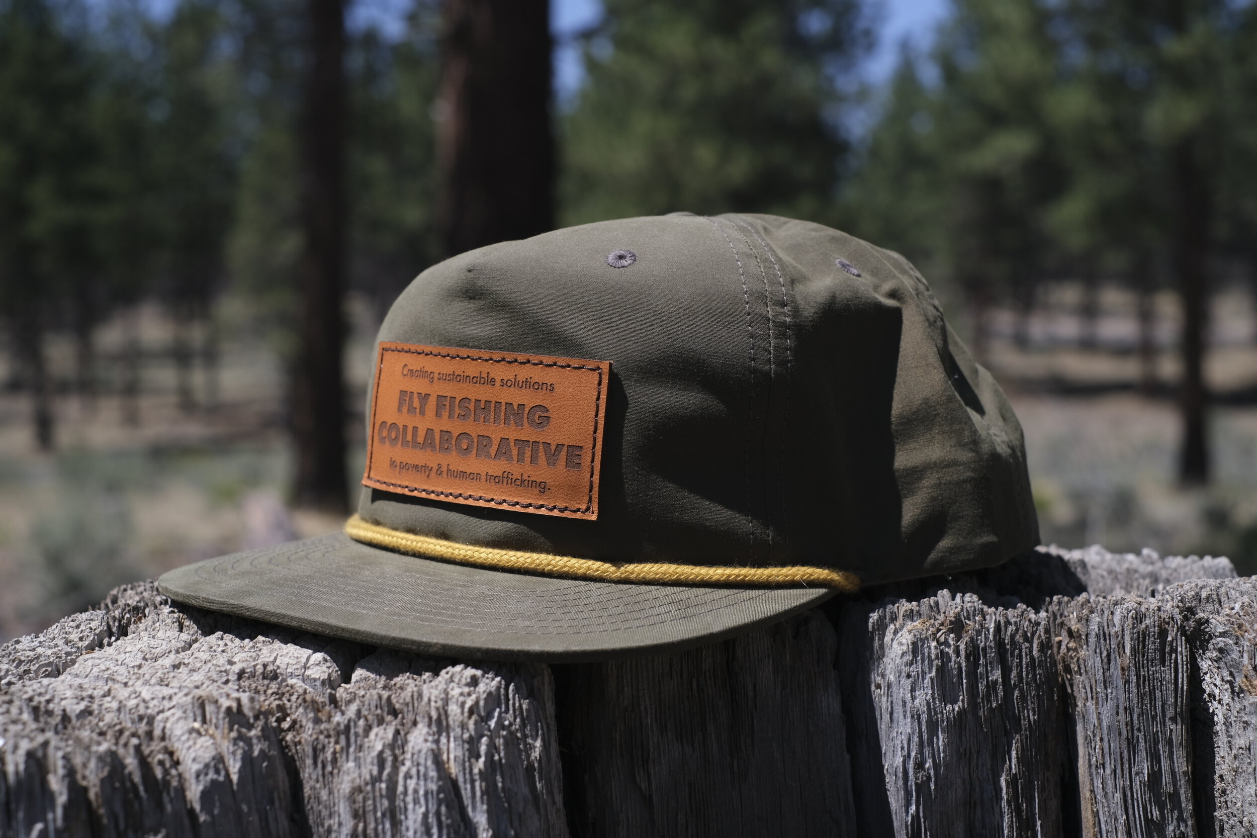 FFC Leather Patch Rope Hat Fly Fishing Collaborative